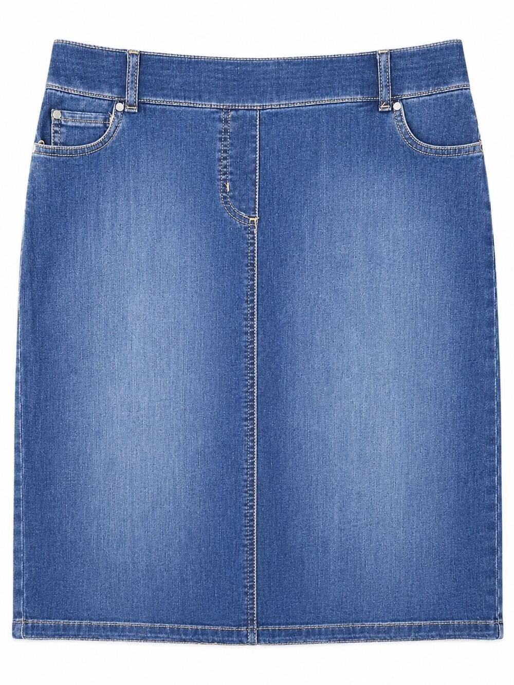 Alfred Dunner Denim Skirt – Size 10 Petite – Classic Stretch Midi